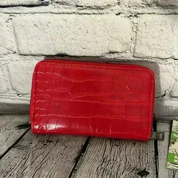 Badgley Mischka Red Croco Coin Credit Card Holder Wallet Billfold New with Tag - Picture 4 of 6